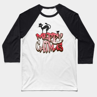 Merry Catmas - Street Art Baseball T-Shirt